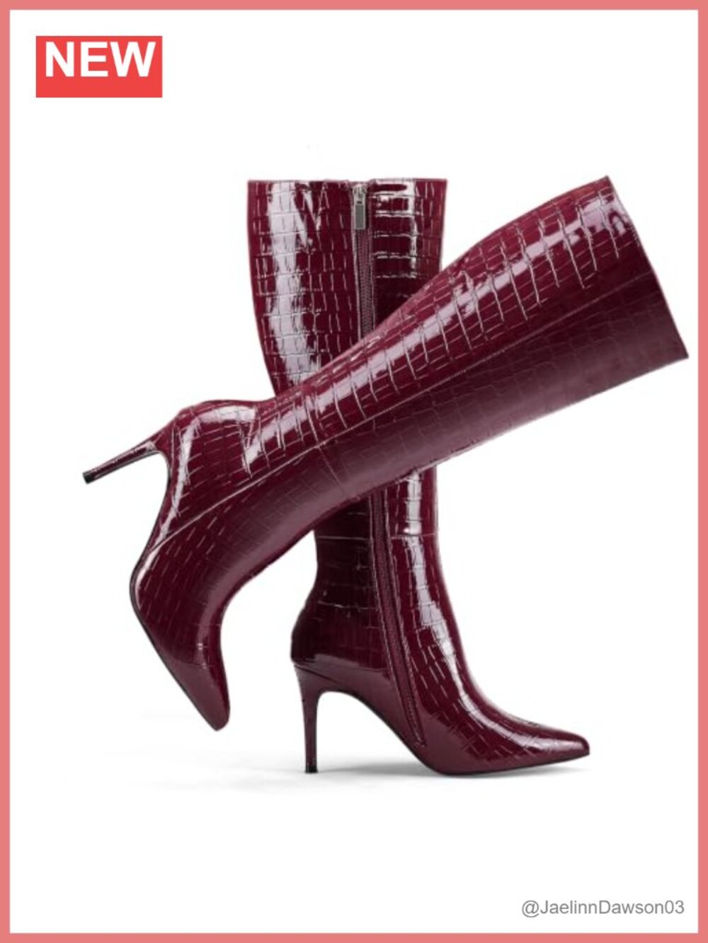 Women's Stiletto Heeled Knee High Boots 3 Inch Pointed Toe Faux Leather Side
